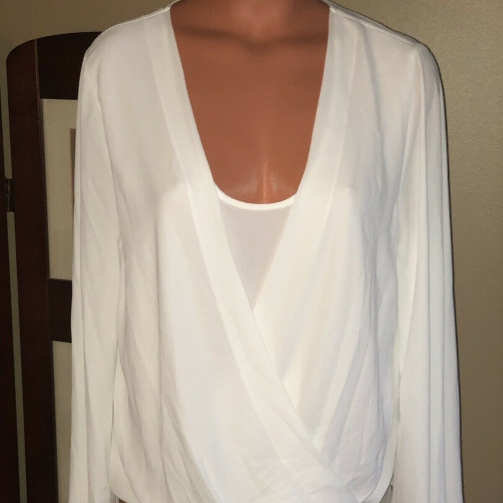 BCBGMaxAzria White Wrap Blouse